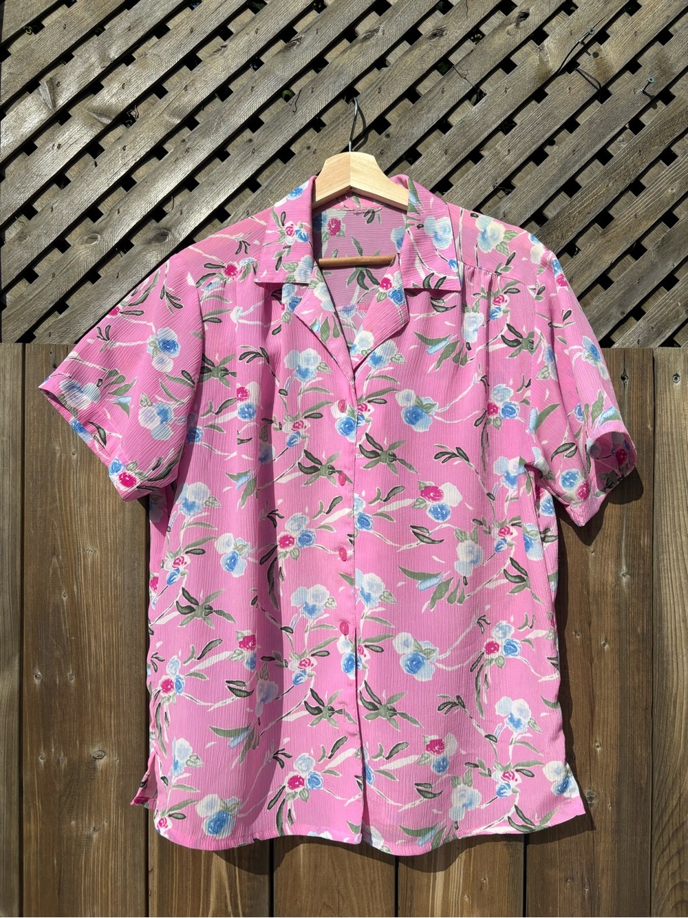 Vintage Pink Floral Button-Down Shirt